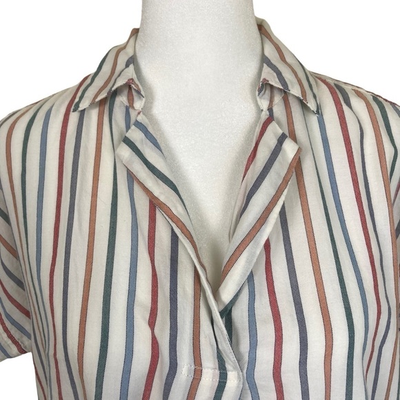 Madewell ‘Park’ Popover Rainbow Stripe Top Oversized Fit 100% Cotton Size XXS - Picture 3 of 15